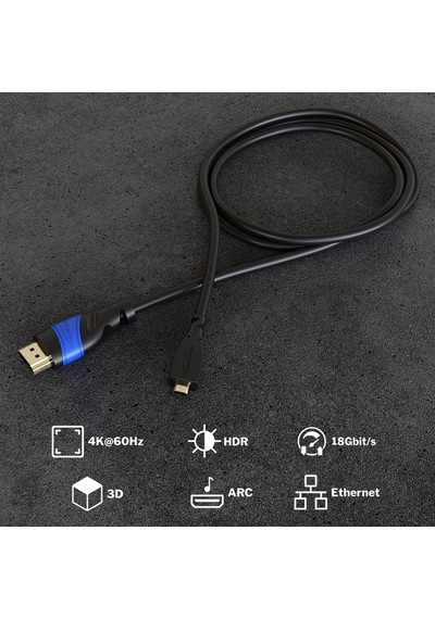 Kabeldirekt Micro-hdmı Kablosu 2m 4k 60hz, Çift Yönlü
