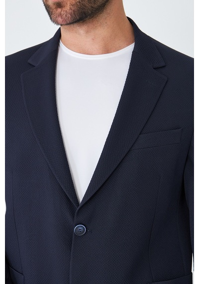 Lacivert Slim Fit Blazer Erkek Ceket Laci