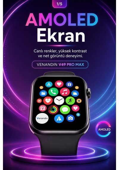 Spor Takip Özellikli Amoled Ekran Akıllı Saat Telefon Uyumlu Bluetooth Bağlantılı