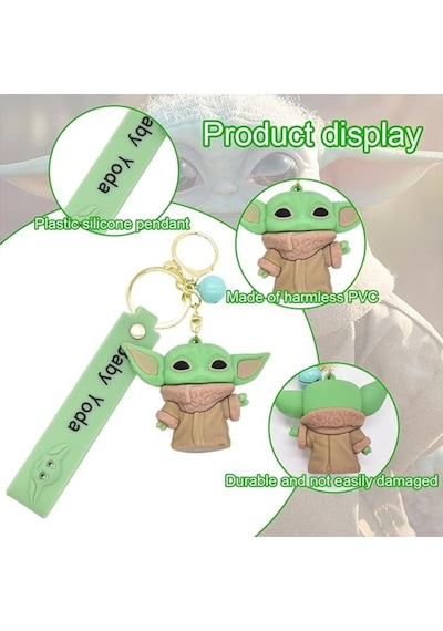 Star Wars Mandalorian The Child Grogu Baby Yoda Figür Anahtarlık Ve Kartlık 2 Si Bir Arada - Model 4
