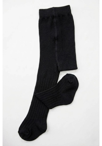 Cocole Socks Kız Bebek Külotlu Çorabı Pamuklu Siyah Derby Çizgili 0-24 Ay