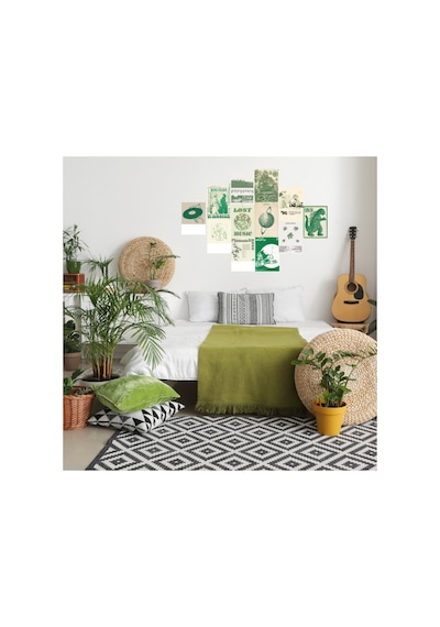A5 Greenish Fairycore Indie Wall Collage Poster Seti Hediyelik Genç Odası Estetik Duvar Afişi