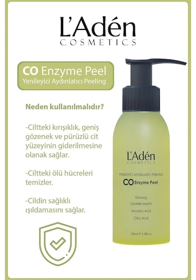 L'adén Cosmetics Anında Soyucu Ginseng Peeling Ölü Deri Arındırıcı, Yenileyici, Aydınlatıcı Vücut, Yüz Peel
