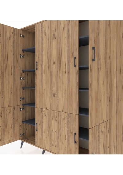 Hyperion Gardrop 10 Raflı 8 Kapaklı 176x44x221 Çam-çam/antrasit Çam/antrasit Hyperion Gardrop 10 Raflı 8 Kapaklı 176x44x221 Çam-çam/antrasit Çam/antrasit