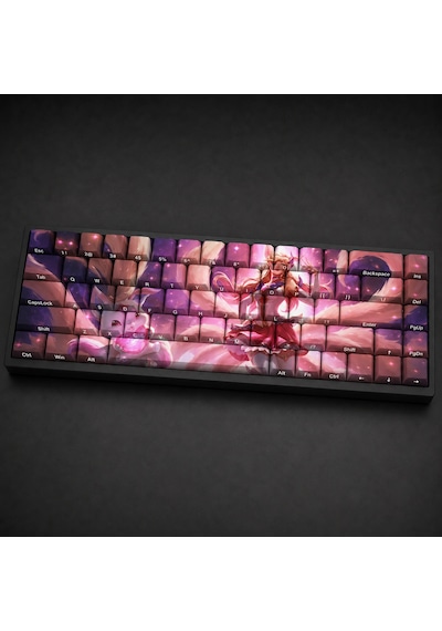 Özel Lol Star Guardian Ahri 68 Tuş Pbt Cherry Profil Boya Süblimasyonlu Mekanik Klavye Keycaps Seti