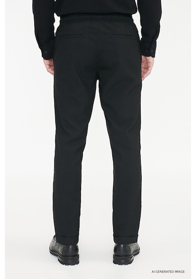 Ac&Co / Altınyıldız Classics Slim Fit Dar Kesim Beli Bağlamalı Yan Cepli Erkek Pantolon - Siyah