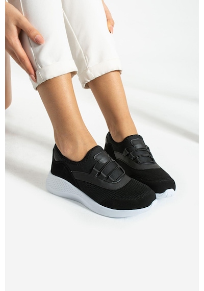 Siyah Beyaz Anatomik Esnek Taban Slip-on Spor Ayakkabı Günlük Sneaker Siyah-Beyaz