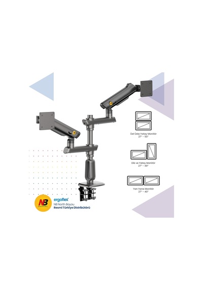 North Bayou Nb D9c Ergonomic 27-50 İnch Çift Kol 2-15 Kg Profosyonel Gaming Monitör Standı