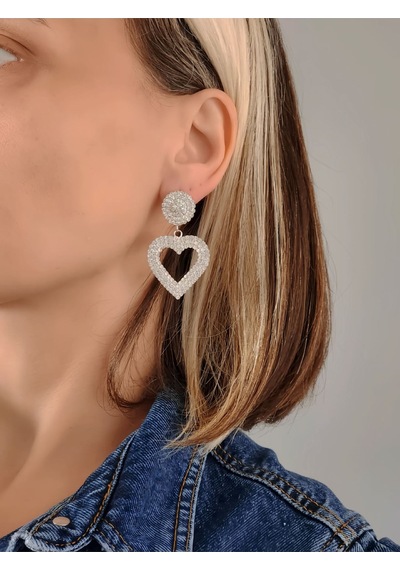 Kalp Love Aşk Sallantılı Model Gümüş Kaplama Küpe Silver
