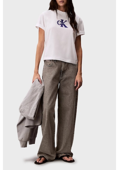 Calvin Klein Bayan T Shirt Lv047f800g Yaf Beyaz BEYAZ