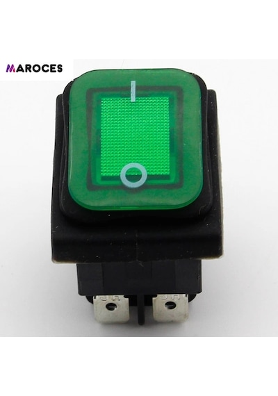 Ic-104W Geniş Körüklü Işıklı Yeşil Anahtar On-Off 4 Uçlu 220V 1 Adet