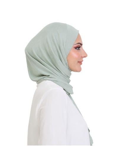 Modish Group Penye Boyun Kapamalı Şal Başörtü Hazır Giyim Turban Esnek Jersey Şal Açık Yeşil