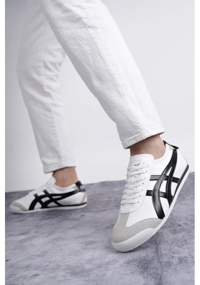 Bs Shoes Tayger Unisex Spor Ayakkabı Kaymaz Taban Oxford Sneakers Beyaz Siyah