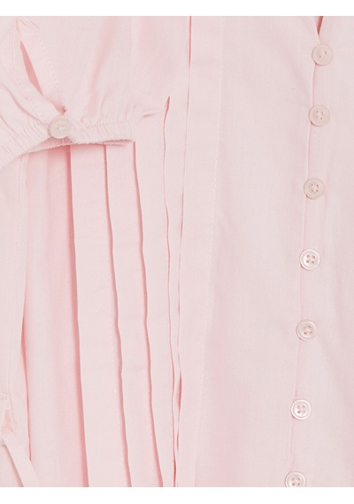 Lcw Modest Pembe Pileli Kuşaklı Oversize Kadın Gömlek Tunik Xl-2xl