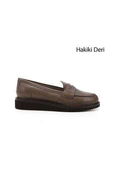 Gönderi(R) Gönderi R Vizon Antik Dolgu Taban Hakiki Deri Loafer Ayakkabı Vizon