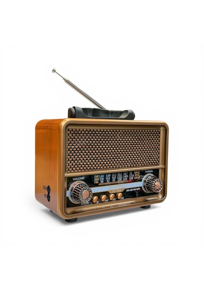 Rt-706 Nostaljik Ahşap Görünüm Eskitme Radyo,güneş Panelli Radyo