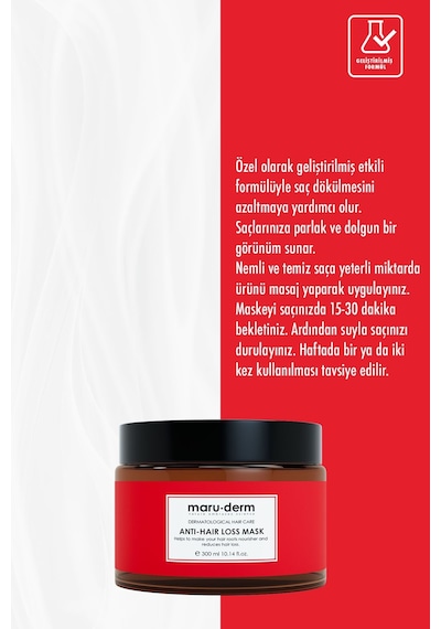 Maru.derm Saç Maskesi Saç Dökülme Karşıtı Saç Maskesi 300 Ml Tüm Saç Tipleri Vegan