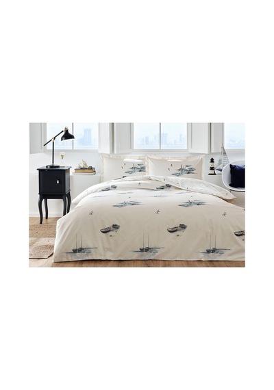 Rowboat -çarşafı Lastikli- Tek Kişilik Nevresim Takımı %100 Pamuk Krem