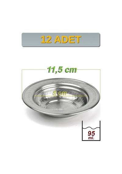 Binbir Trend 11,5 Cm Yanaklı Krom Çelik Zeytinlik Ve Kahvaltılık Kase 95 Ml Meze, Reçel, Sos Kasesi -kase1158 12 Adet