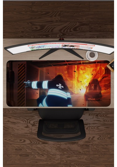 Fire Force Anime V1 - 90x40 Xxl Gaming Kauçuk Kaymaz Taban Mouse Pad Fare Altlığı