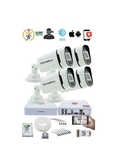 4 Kameralı Set Kadraj - Gece Renkli 5mp Sony Seculens Kdj-4s-4w-p