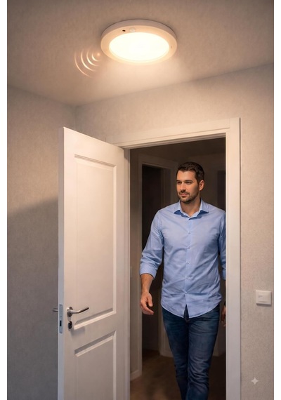 20w Sıva Üstü Sensörlü Led Armatür Cata Ct-9247g - Hareket Sensörlü Tavan Lambası, Enerji Tasarruflu Koridor Ve Merdiven Aydınlatması - 3200k Günışığı &