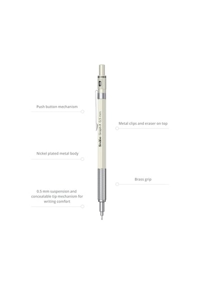 Scrikss Office Graphx Mekanik Kurşun Kalem Beyaz 0.5 Mm