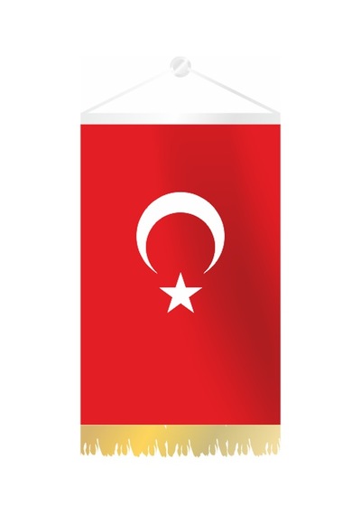 Dörtgen Ay Yıldız Altın Rengi Püsküllü Flama 25x35 cm