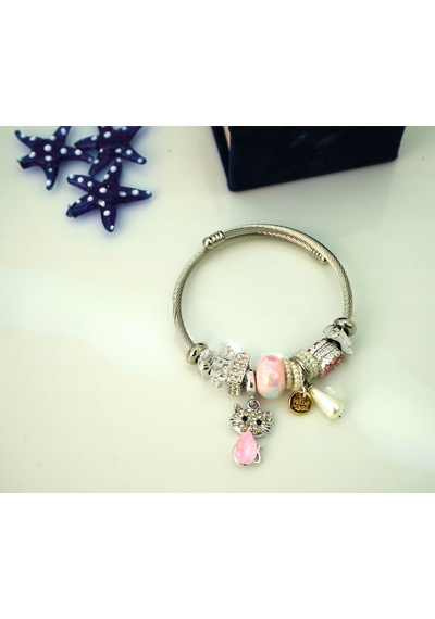 Biem Pandora Model Çelik Bileklik Pembe2 Gold/gümüş