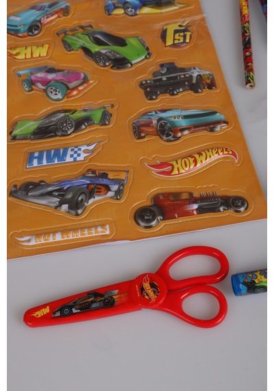 X Dekomus Lisanslı Hotwheels 13 Parça Kırtasiye Seti Makas,metal Kalem Kutusu,cetvel,kalem Altın