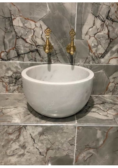 BanyoDecor Homojen Çanak Mermer Kurna
