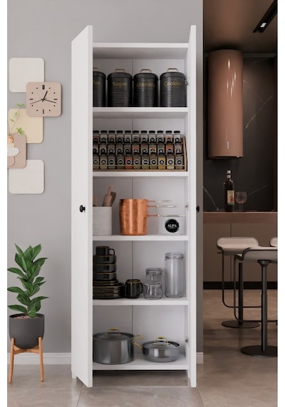150 Cm 2 Kapaklı 5 Raflı Çok Amaçlı Mutfak Dolabı Kiler Düzenleyici Organizer Ve Erzak Dolabı Beyaz 150 Cm 2 Kapaklı 5 Raflı Çok Amaçlı Mutfak Dolabı Kiler Düzenleyici Organizer Ve Erzak Dolabı Beyaz