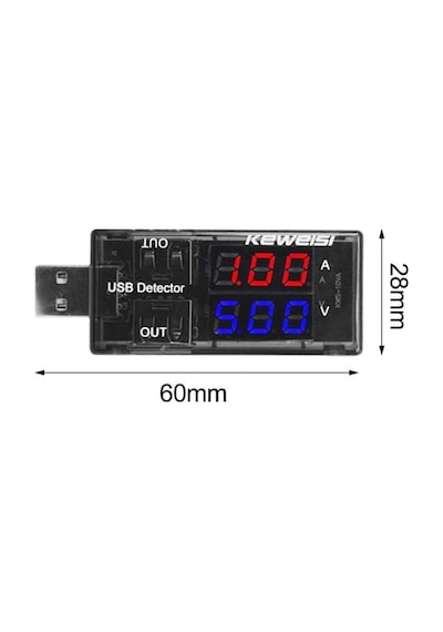 Çift Usb Çıkışlı Voltmetre Ampermetre Akım Voltaj Izleyici Şarj Kws-10va