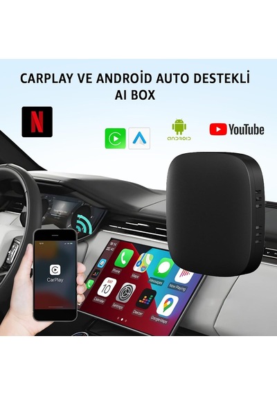 Kablosuz Carplay & Android Auto Akıllı Multimedya Kutusu Android 10 Tabanlı 2 Gb Ram + 32 Gb Rom Aı Box Dual-ba