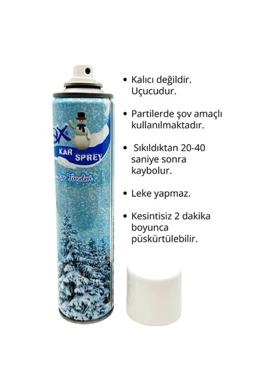 Karspreyi Parti Kutlama Sahne Gösterisi Leke Yapmayan Uçucu Eğlence Kar Taneli Spreyi 300 Ml