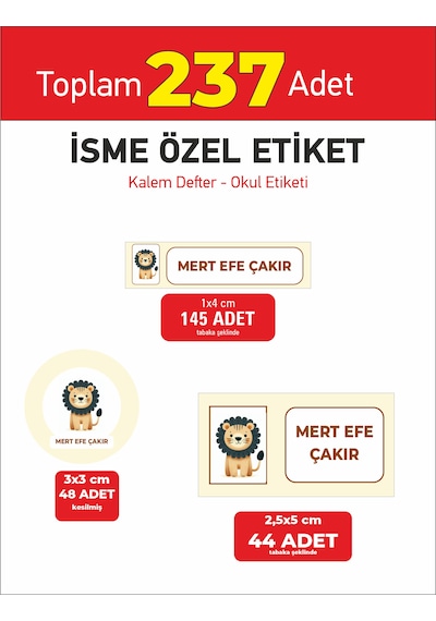 Okul Kalem Defter Etiketi Öğrenci Etiketi İsme Özel