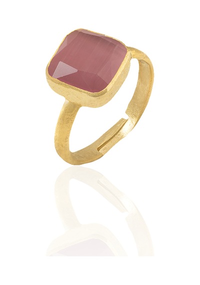 Kadir Jewellery 22 Ayar Altın Kaplama Zirkon Taşlı Kadın Minimal Yüzük Pembe 87104299
