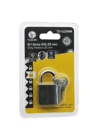 Tudor Td-g25mm Vakumlu 25mm Gri Kısa Kancalı Asma Kilit- 12'li Paket Diğer