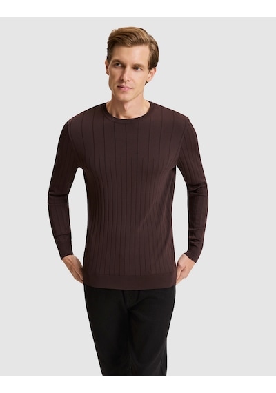Pierre Cardin Koyu Kahverengi Slim Fit Kazak 50330165 Vr084