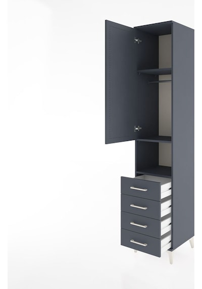 Hyperion Dolap 3 Raflı 4 Çekmeceli Tek Askılı 44x44x221 Antra... Antrasit