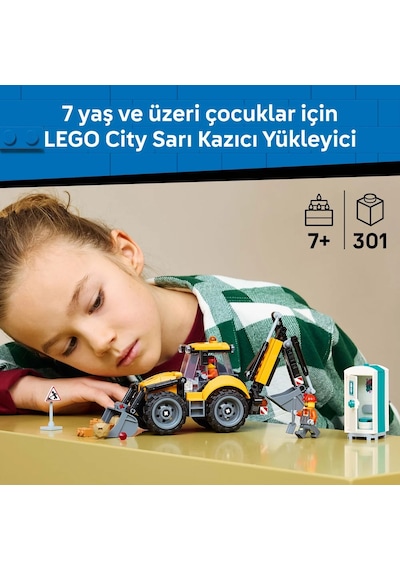 LEGO® City Sarı Kazıcı Yükleyici 60480 - 7 Yaş ve Üzeri Çocuklar için 2 Minifigür İçeren Yaratıcı Oyuncak Yapım Seti (301 Parça)