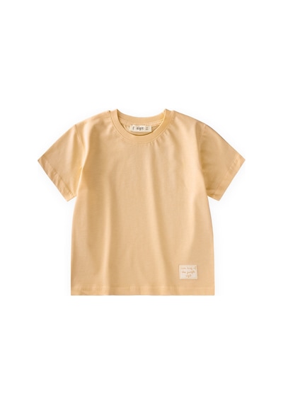 Cigit Etiket Detaylı T-shirt 2-10 Yaş Sundres Sarı