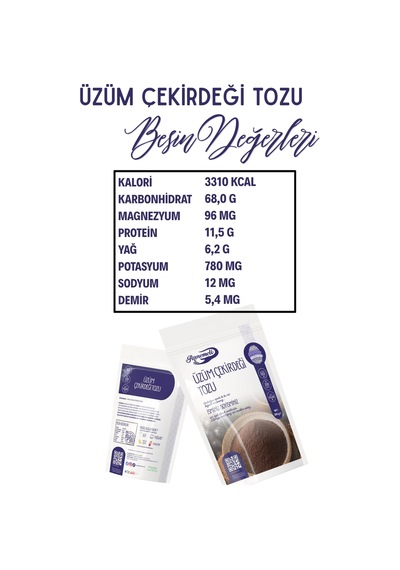 250 Gr Siyah Üzüm Çekirdeği Tozu 250 Taze Öğütülmektedir.