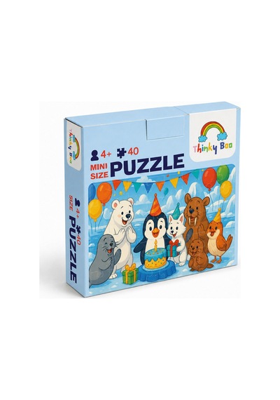 Kutupta Doğum Günü Mini Puzzle 40 Parça 3-7 Yaş Eğitici Çocuk Puzzle Yapboz