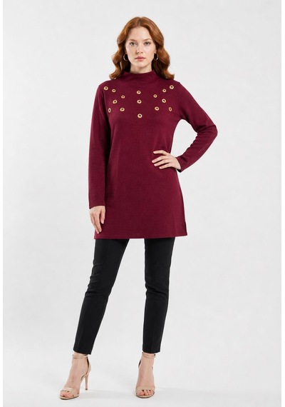 Neden Tekstil Bordo Uzun Triko Kadın Tunik Bluz