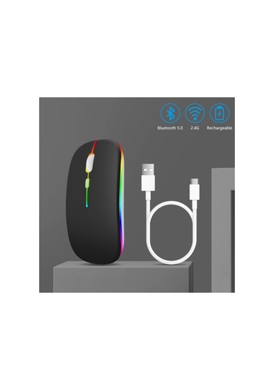 Led Işıklı Şarjlı Mouse 2.4ghz Usb Wireless Ve Bluetooth Lu Sessiz İos Uyumlu  Android Telefon Tablet Pc Tv Diğer