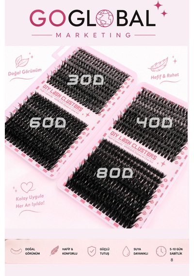 2 Adet-profesyonel Takma Kirpik Uygulama Seti 800 Demet Cluster Kirpik 30d-40d-60d-80d Bond &