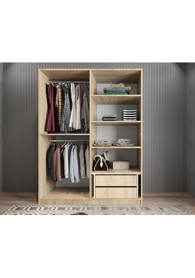 Bevel 4 Kapaklı Gizli Çekmeceli Gardırop M 180 Cm - Montaj Dahil