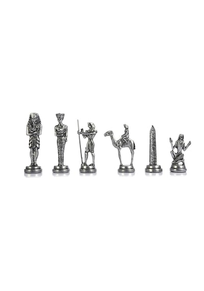 Gifthome Metal Satranç Takımı-seti büyük mısır antik Taş Ve Gri M