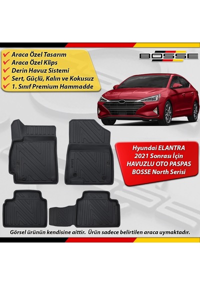 Hyundai Elantra Paspas Araca Özel Paspas 2021 Ve Sonrası Derin Havuzlu Paspas Bosse North Serisi